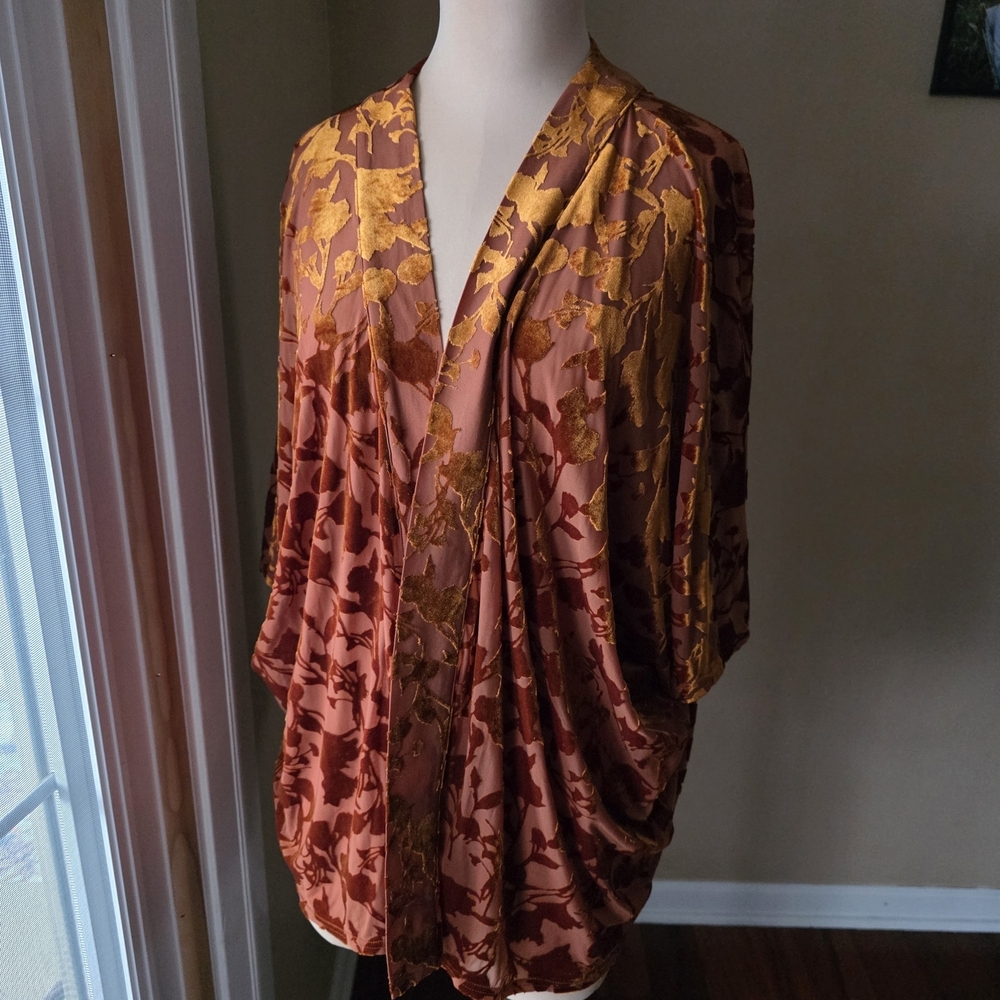 A New Day Burnt Orange Velvet Floral Shrug OSFM